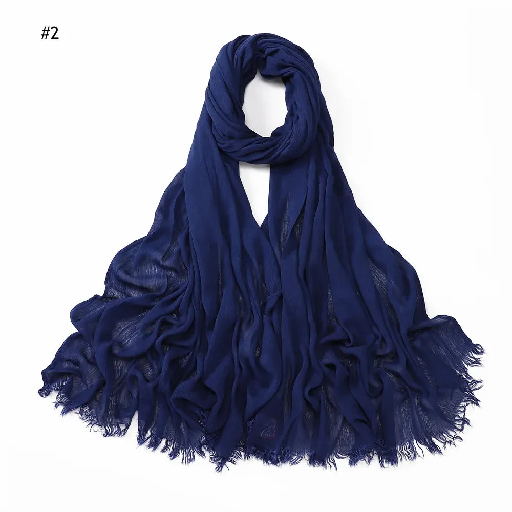 New Premium Solid Cotton Hijab Scarf for Muslim Women Wrap Headscarf Scarves Long Turbans Head Islamic Shawls Headband 51 Colors