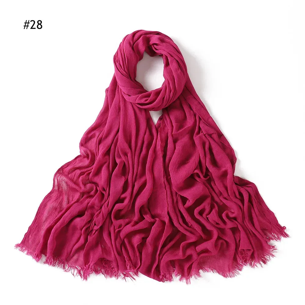 New Premium Solid Cotton Hijab Scarf for Muslim Women Wrap Headscarf Scarves Long Turbans Head Islamic Shawls Headband 51 Colors