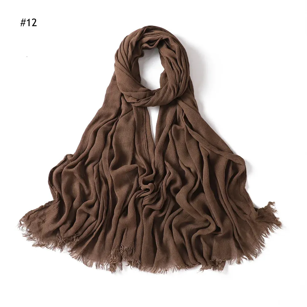 New Premium Solid Cotton Hijab Scarf for Muslim Women Wrap Headscarf Scarves Long Turbans Head Islamic Shawls Headband 51 Colors