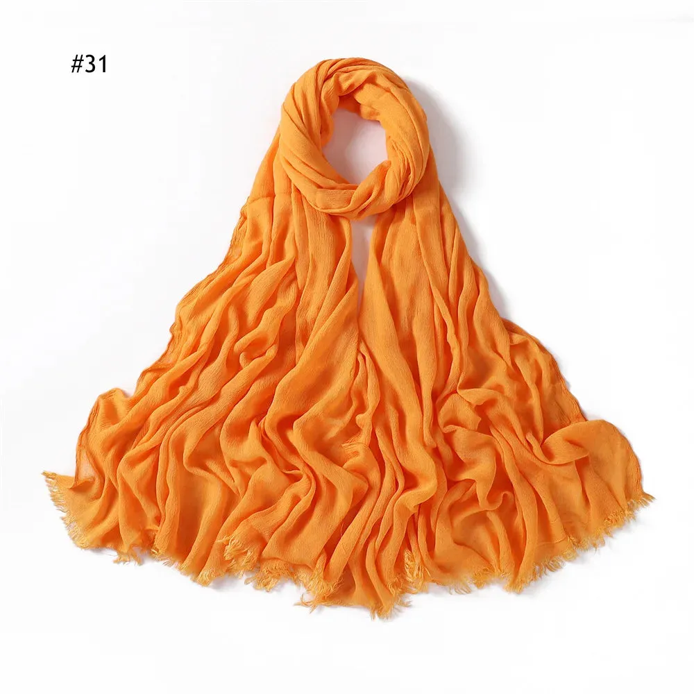 New Premium Solid Cotton Hijab Scarf for Muslim Women Wrap Headscarf Scarves Long Turbans Head Islamic Shawls Headband 51 Colors