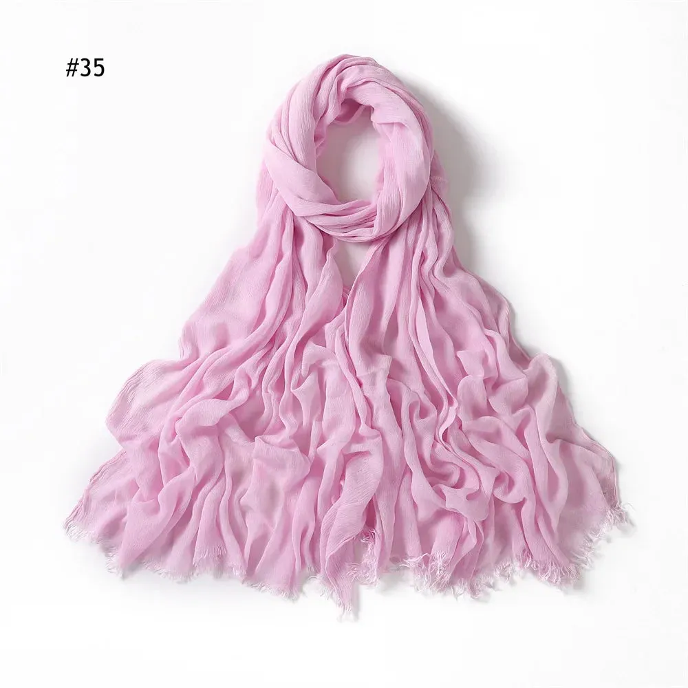 New Premium Solid Cotton Hijab Scarf for Muslim Women Wrap Headscarf Scarves Long Turbans Head Islamic Shawls Headband 51 Colors
