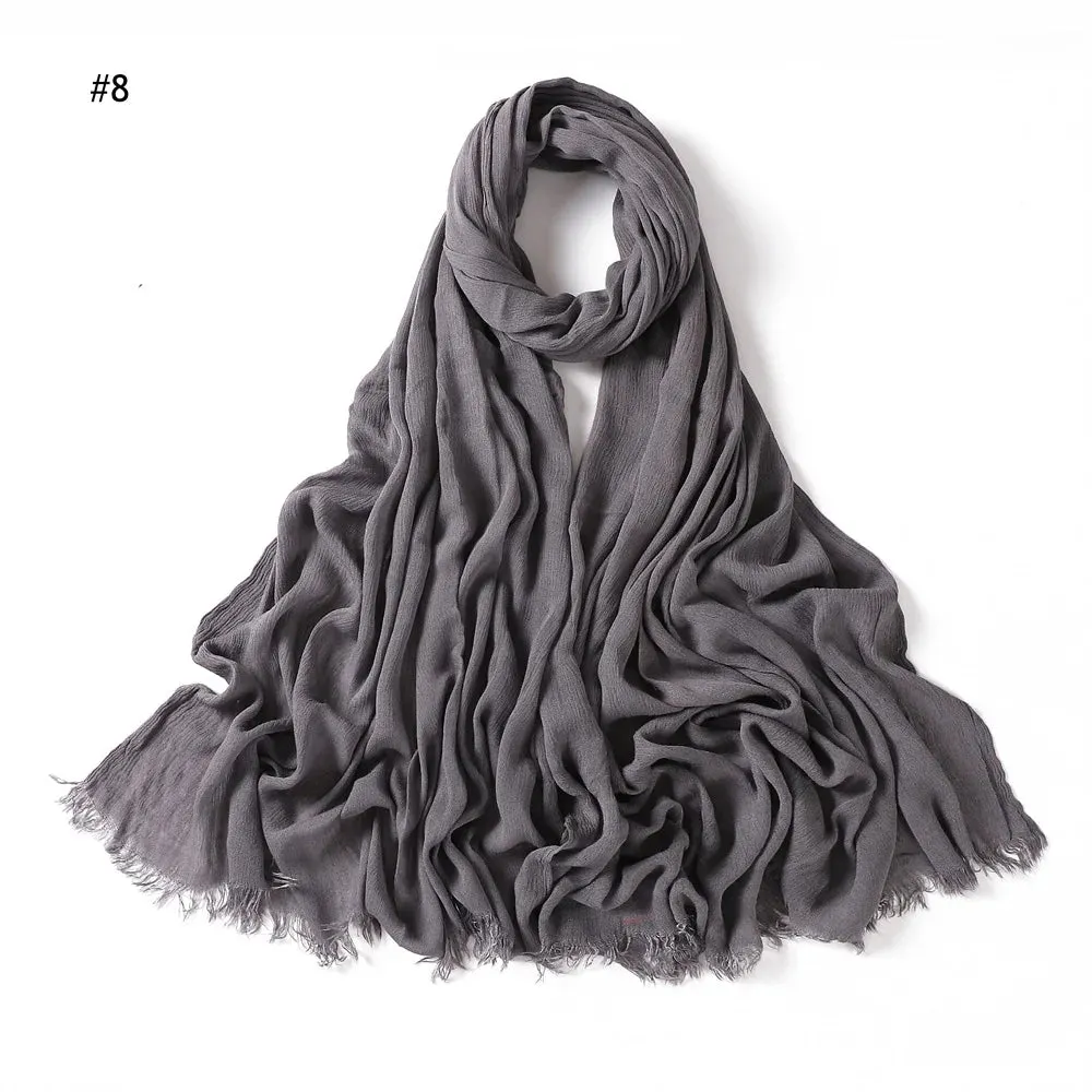 New Premium Solid Cotton Hijab Scarf for Muslim Women Wrap Headscarf Scarves Long Turbans Head Islamic Shawls Headband 51 Colors