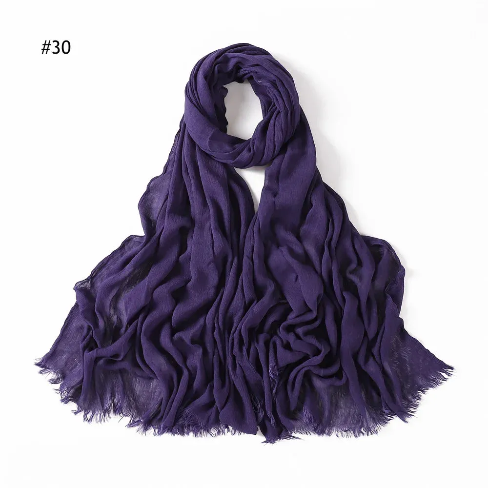 New Premium Solid Cotton Hijab Scarf for Muslim Women Wrap Headscarf Scarves Long Turbans Head Islamic Shawls Headband 51 Colors