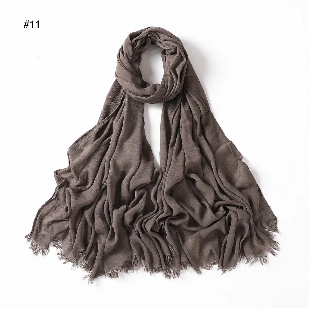 New Premium Solid Cotton Hijab Scarf for Muslim Women Wrap Headscarf Scarves Long Turbans Head Islamic Shawls Headband 51 Colors