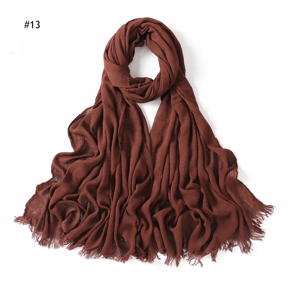 New Premium Solid Cotton Hijab Scarf for Muslim Women Wrap Headscarf Scarves Long Turbans Head Islamic Shawls Headband 51 Colors