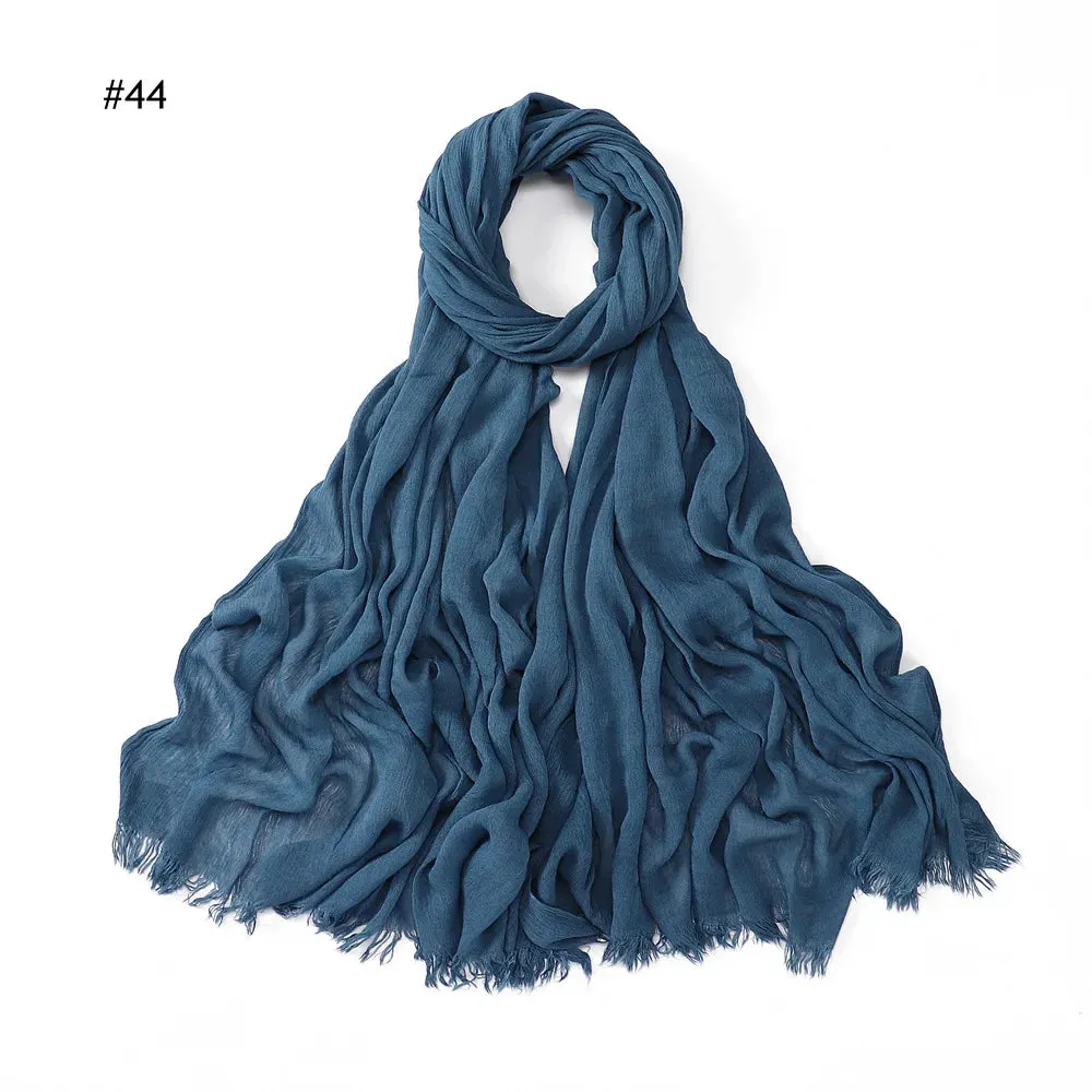 New Premium Solid Cotton Hijab Scarf for Muslim Women Wrap Headscarf Scarves Long Turbans Head Islamic Shawls Headband 51 Colors