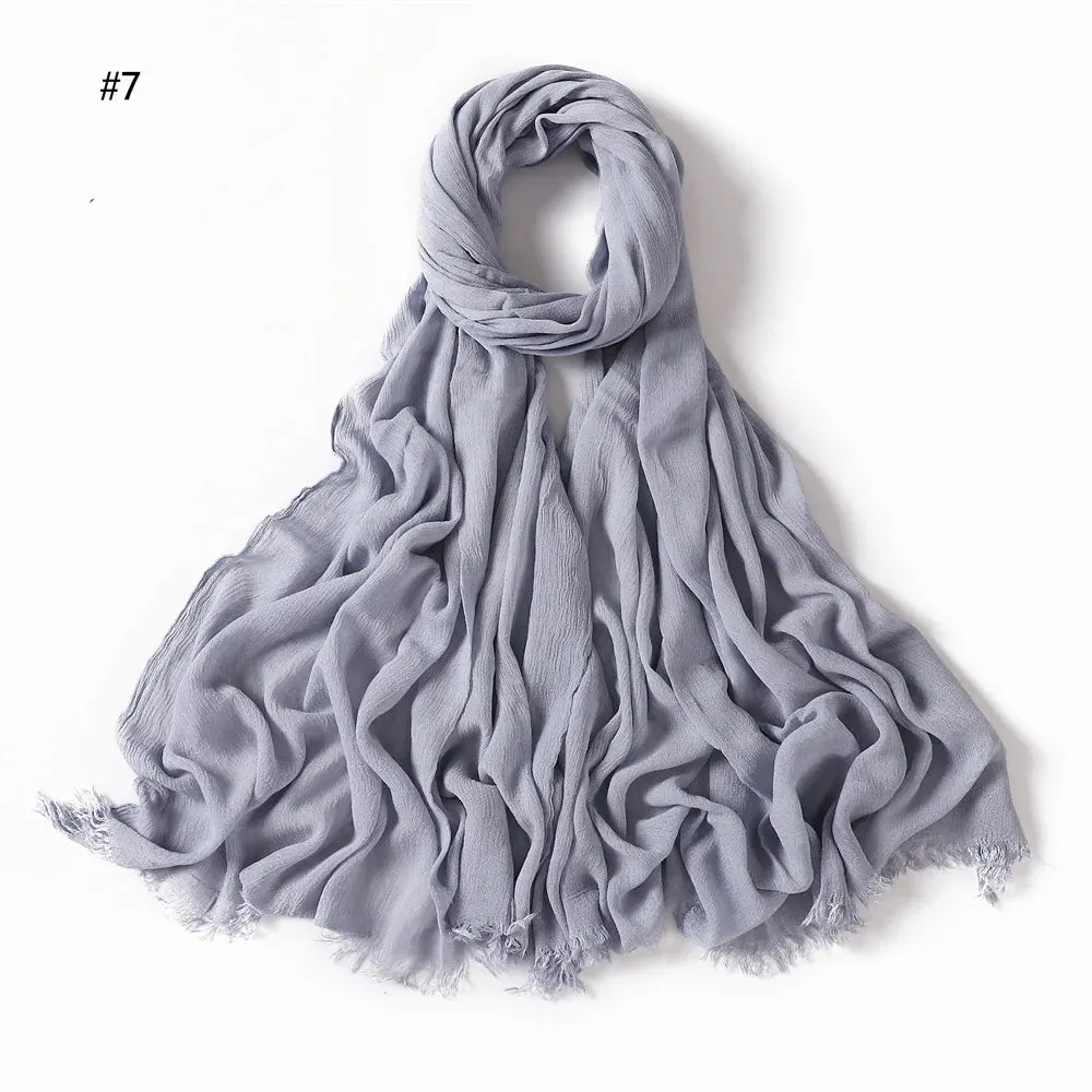 New Premium Solid Cotton Hijab Scarf for Muslim Women Wrap Headscarf Scarves Long Turbans Head Islamic Shawls Headband 51 Colors