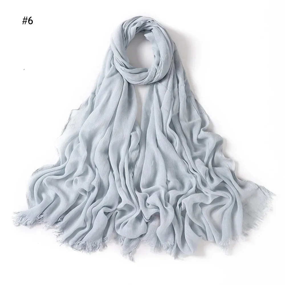 New Premium Solid Cotton Hijab Scarf for Muslim Women Wrap Headscarf Scarves Long Turbans Head Islamic Shawls Headband 51 Colors