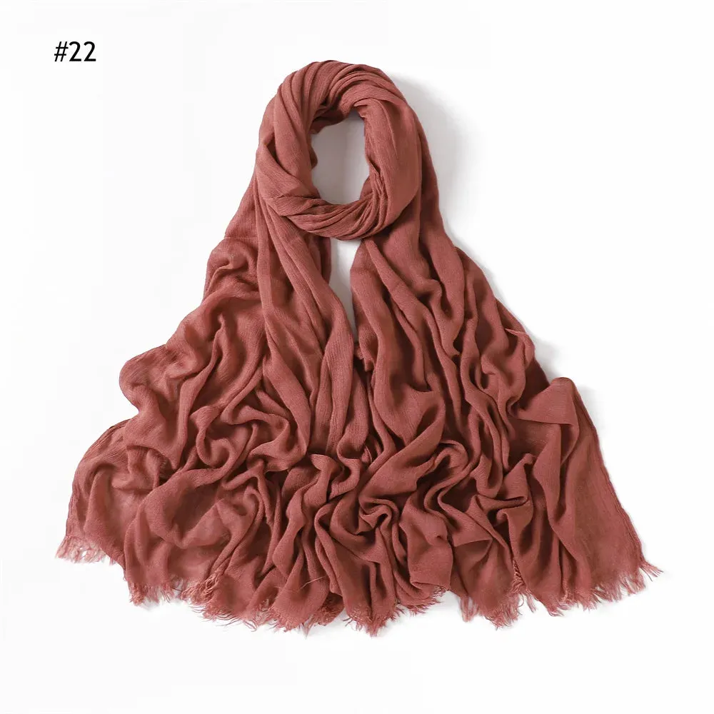 New Premium Solid Cotton Hijab Scarf for Muslim Women Wrap Headscarf Scarves Long Turbans Head Islamic Shawls Headband 51 Colors