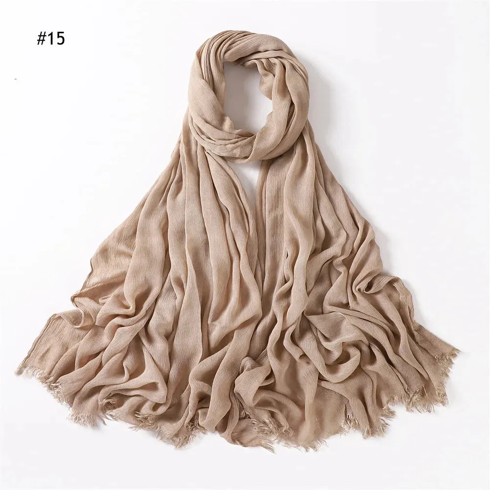 New Premium Solid Cotton Hijab Scarf for Muslim Women Wrap Headscarf Scarves Long Turbans Head Islamic Shawls Headband 51 Colors