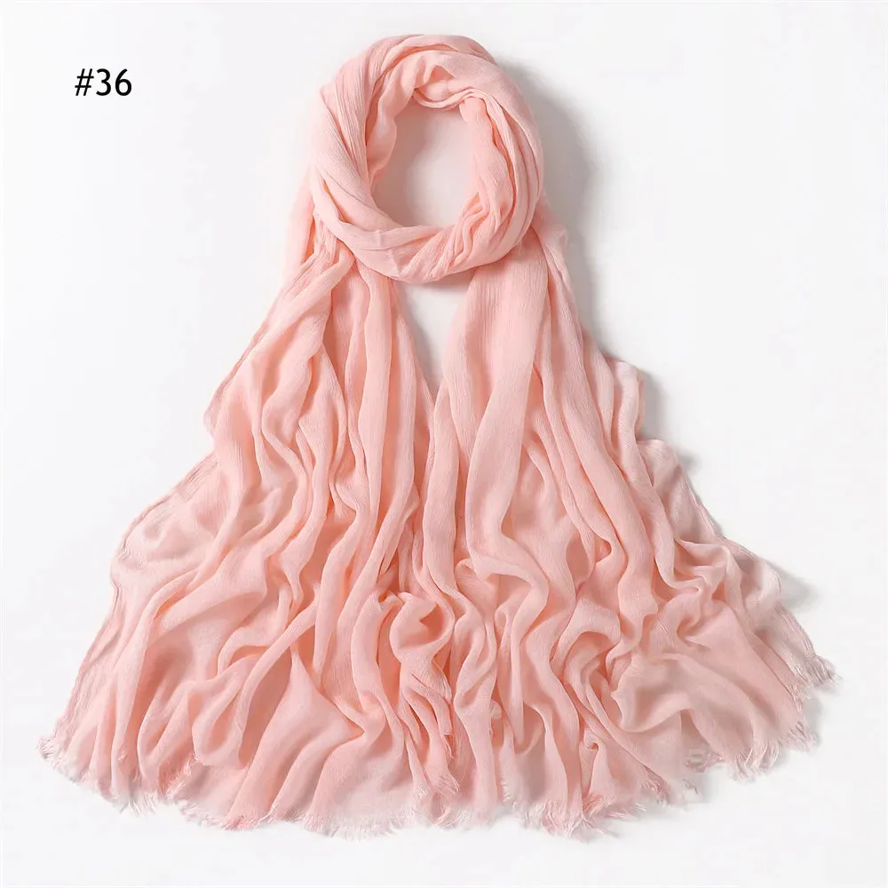 New Premium Solid Cotton Hijab Scarf for Muslim Women Wrap Headscarf Scarves Long Turbans Head Islamic Shawls Headband 51 Colors