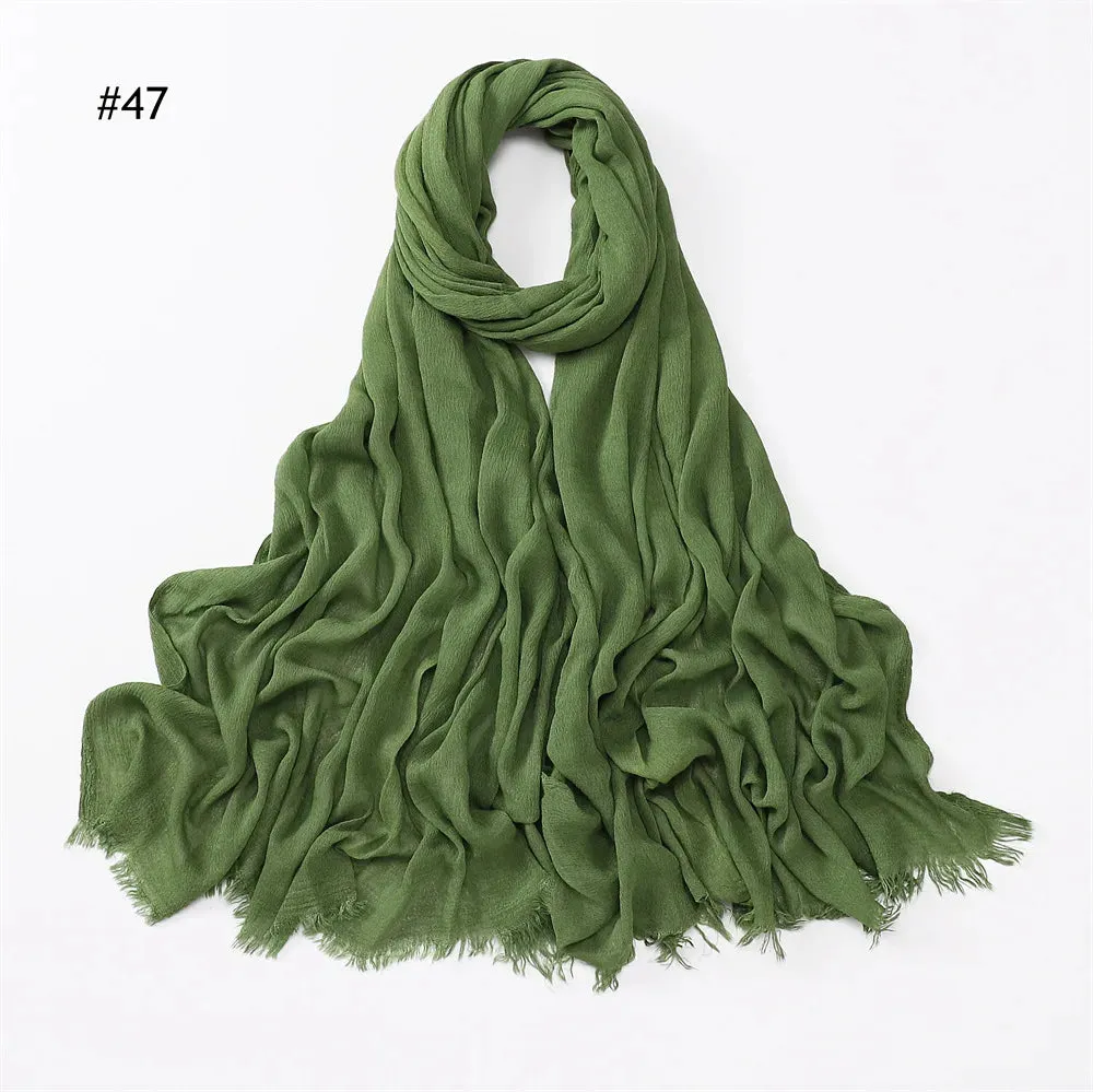 New Premium Solid Cotton Hijab Scarf for Muslim Women Wrap Headscarf Scarves Long Turbans Head Islamic Shawls Headband 51 Colors