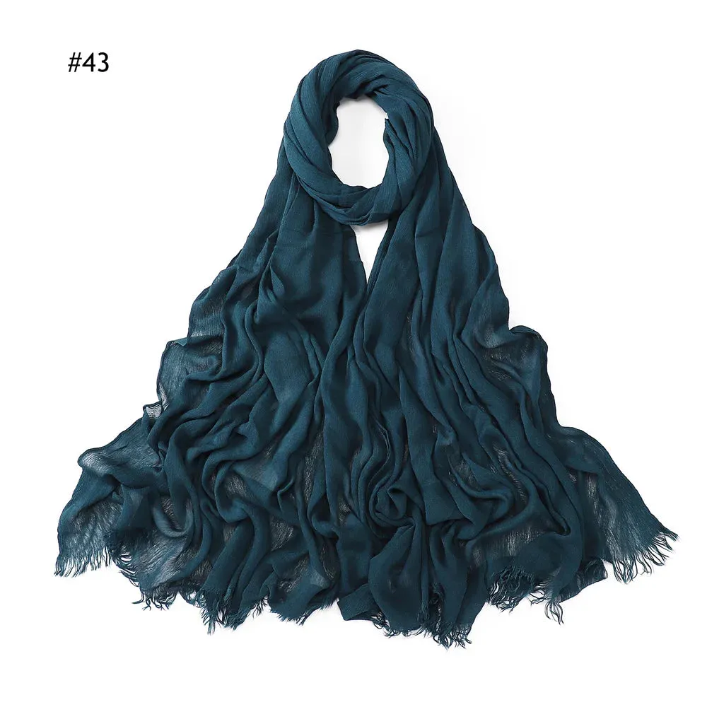 New Premium Solid Cotton Hijab Scarf for Muslim Women Wrap Headscarf Scarves Long Turbans Head Islamic Shawls Headband 51 Colors