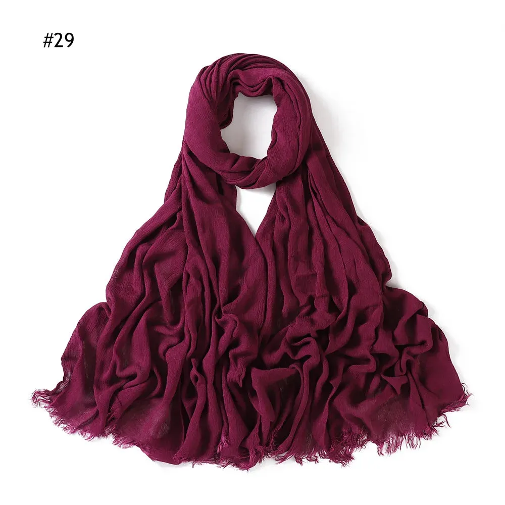 New Premium Solid Cotton Hijab Scarf for Muslim Women Wrap Headscarf Scarves Long Turbans Head Islamic Shawls Headband 51 Colors