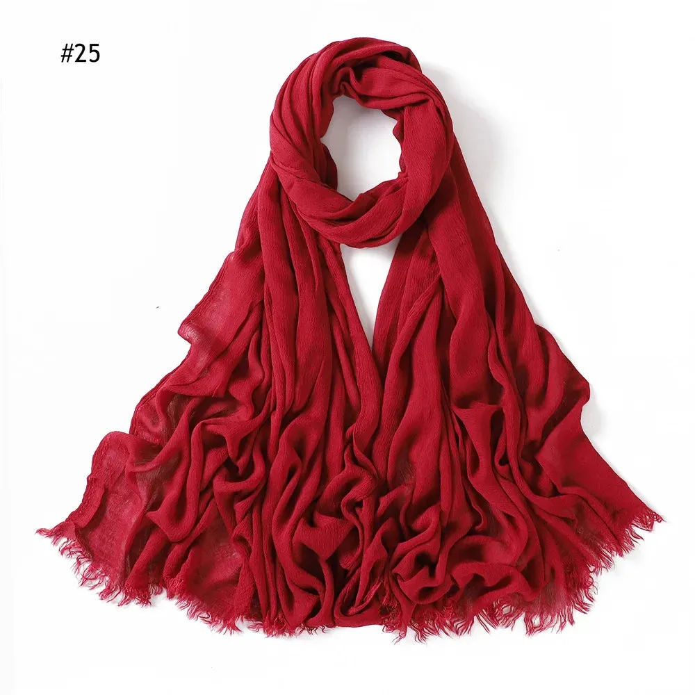 New Premium Solid Cotton Hijab Scarf for Muslim Women Wrap Headscarf Scarves Long Turbans Head Islamic Shawls Headband 51 Colors
