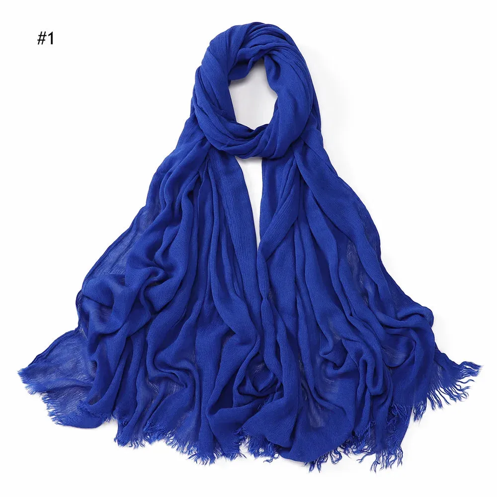 New Premium Solid Cotton Hijab Scarf for Muslim Women Wrap Headscarf Scarves Long Turbans Head Islamic Shawls Headband 51 Colors