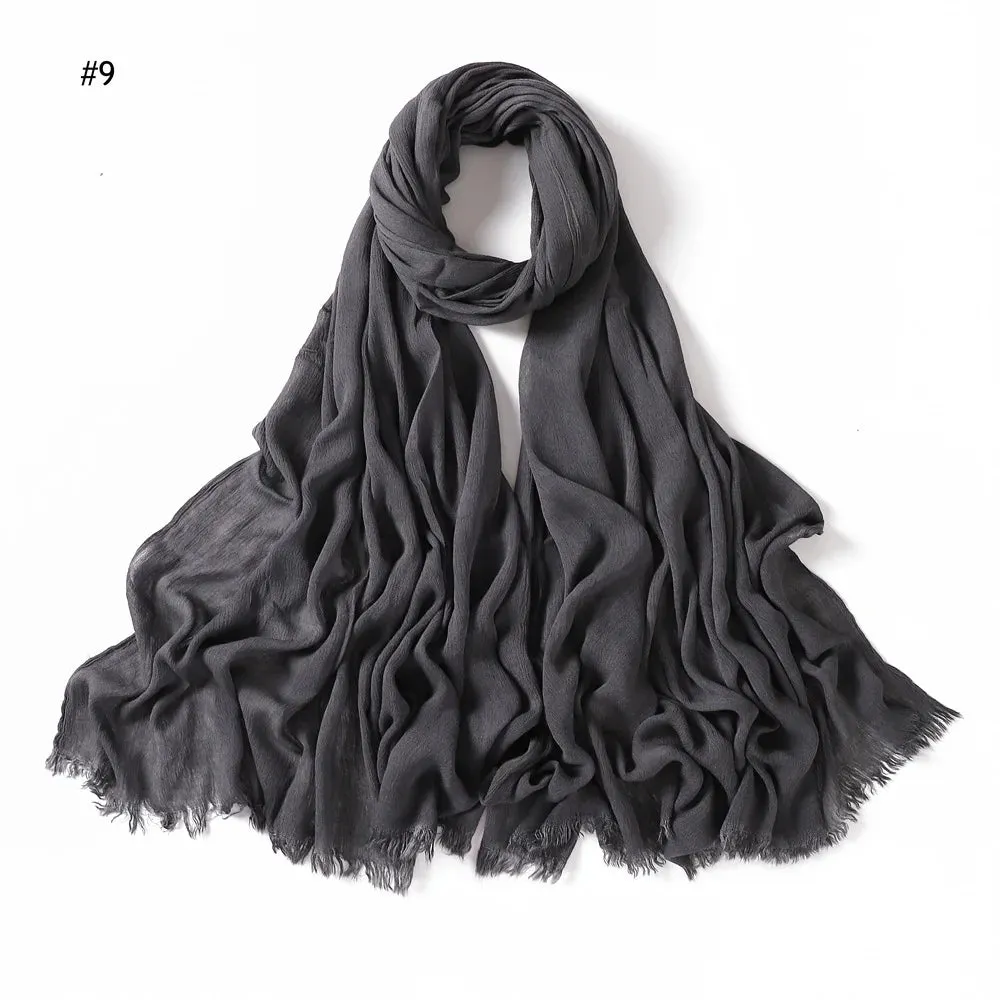 New Premium Solid Cotton Hijab Scarf for Muslim Women Wrap Headscarf Scarves Long Turbans Head Islamic Shawls Headband 51 Colors