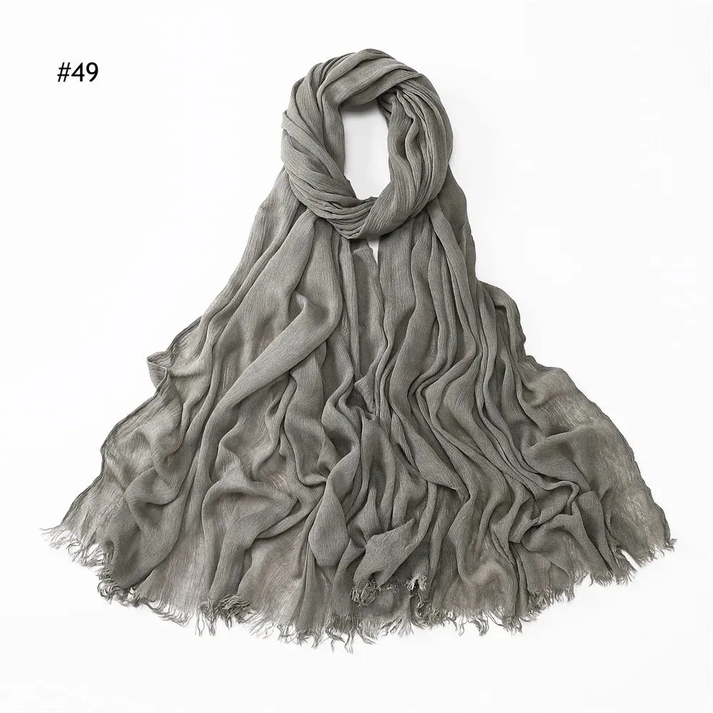 New Premium Solid Cotton Hijab Scarf for Muslim Women Wrap Headscarf Scarves Long Turbans Head Islamic Shawls Headband 51 Colors