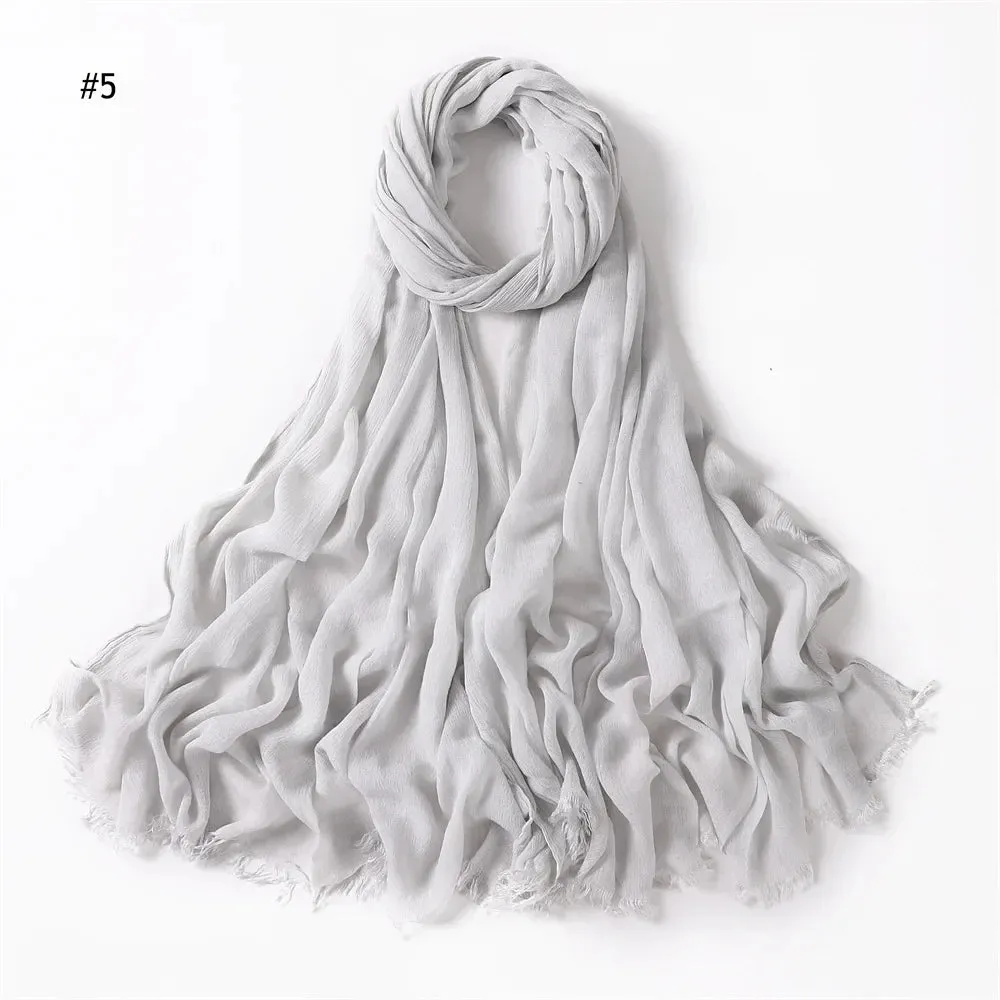 New Premium Solid Cotton Hijab Scarf for Muslim Women Wrap Headscarf Scarves Long Turbans Head Islamic Shawls Headband 51 Colors