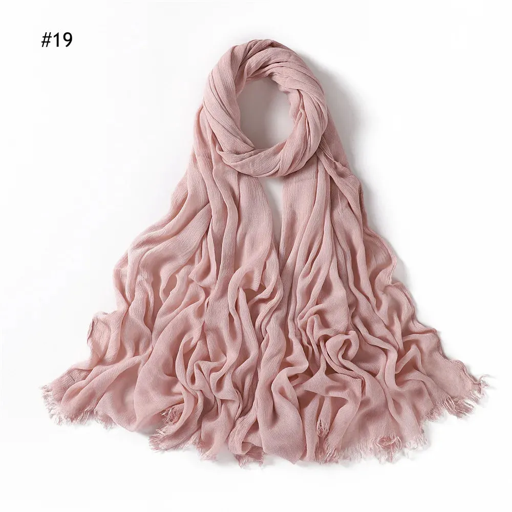 New Premium Solid Cotton Hijab Scarf for Muslim Women Wrap Headscarf Scarves Long Turbans Head Islamic Shawls Headband 51 Colors