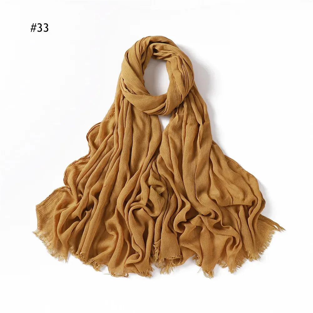 New Premium Solid Cotton Hijab Scarf for Muslim Women Wrap Headscarf Scarves Long Turbans Head Islamic Shawls Headband 51 Colors
