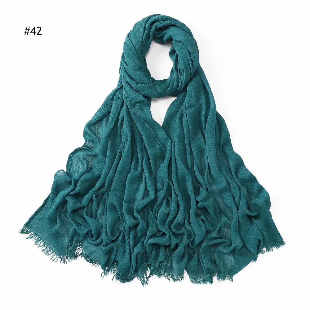 New Premium Solid Cotton Hijab Scarf for Muslim Women Wrap Headscarf Scarves Long Turbans Head Islamic Shawls Headband 51 Colors