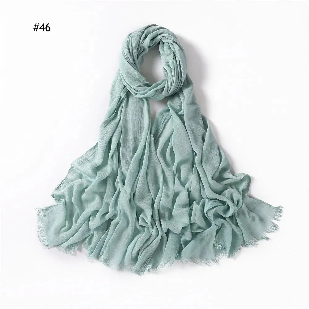 New Premium Solid Cotton Hijab Scarf for Muslim Women Wrap Headscarf Scarves Long Turbans Head Islamic Shawls Headband 51 Colors