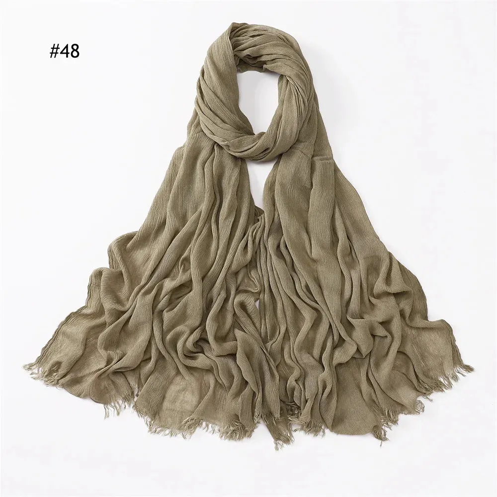 New Premium Solid Cotton Hijab Scarf for Muslim Women Wrap Headscarf Scarves Long Turbans Head Islamic Shawls Headband 51 Colors