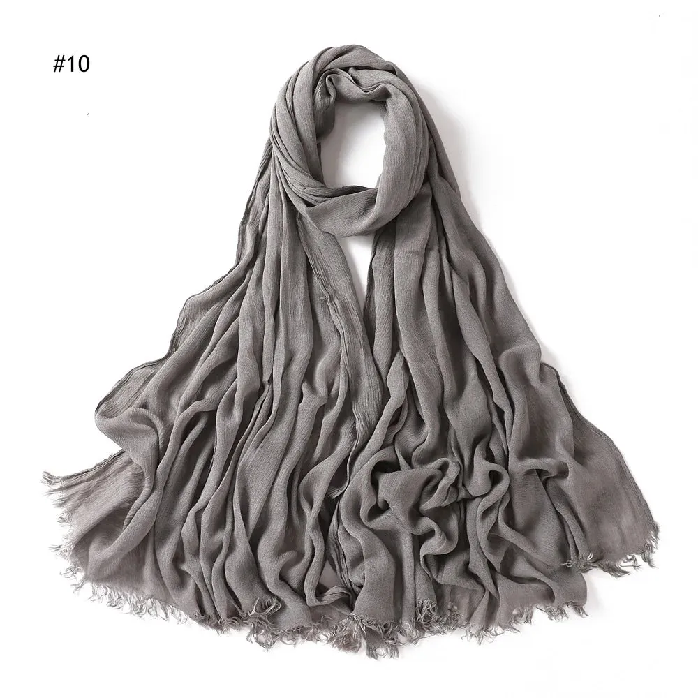 New Premium Solid Cotton Hijab Scarf for Muslim Women Wrap Headscarf Scarves Long Turbans Head Islamic Shawls Headband 51 Colors