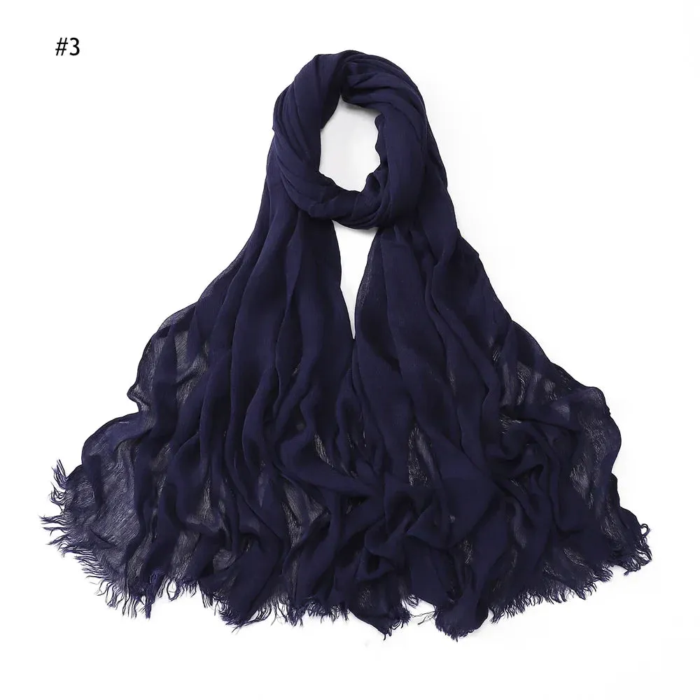 New Premium Solid Cotton Hijab Scarf for Muslim Women Wrap Headscarf Scarves Long Turbans Head Islamic Shawls Headband 51 Colors