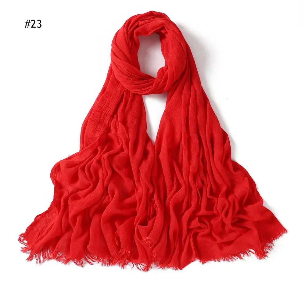 New Premium Solid Cotton Hijab Scarf for Muslim Women Wrap Headscarf Scarves Long Turbans Head Islamic Shawls Headband 51 Colors