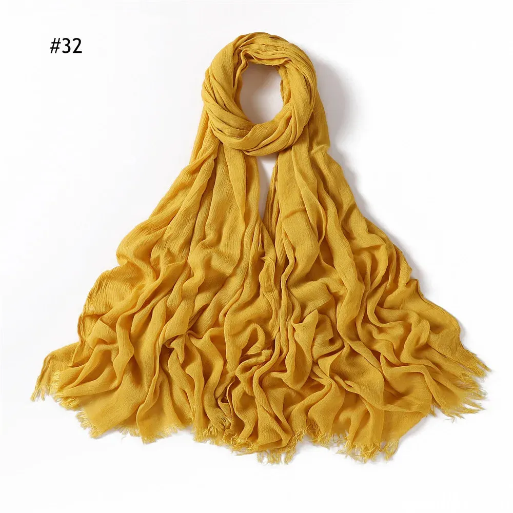 New Premium Solid Cotton Hijab Scarf for Muslim Women Wrap Headscarf Scarves Long Turbans Head Islamic Shawls Headband 51 Colors