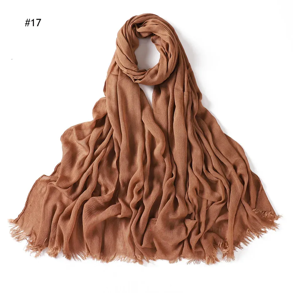 New Premium Solid Cotton Hijab Scarf for Muslim Women Wrap Headscarf Scarves Long Turbans Head Islamic Shawls Headband 51 Colors