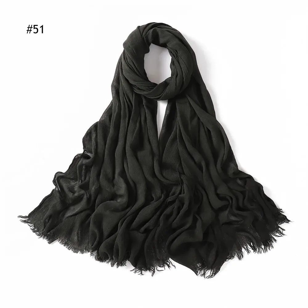 New Premium Solid Cotton Hijab Scarf for Muslim Women Wrap Headscarf Scarves Long Turbans Head Islamic Shawls Headband 51 Colors