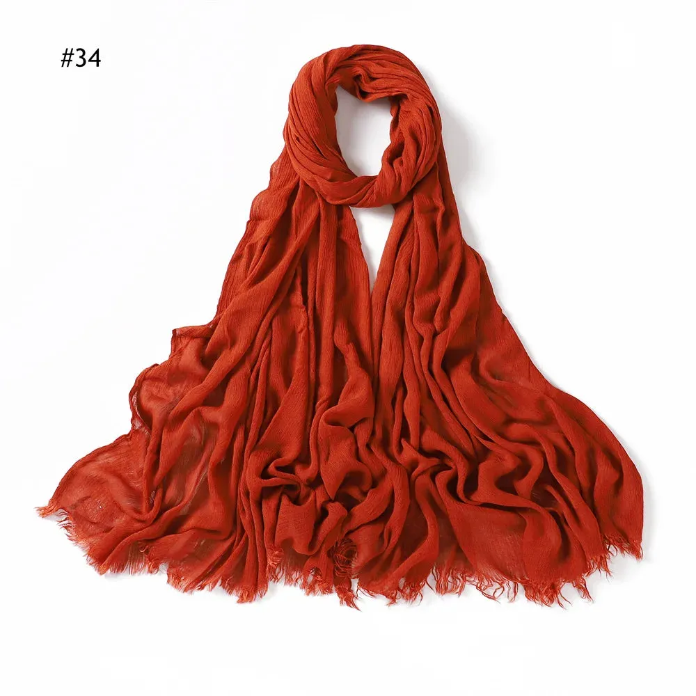 New Premium Solid Cotton Hijab Scarf for Muslim Women Wrap Headscarf Scarves Long Turbans Head Islamic Shawls Headband 51 Colors