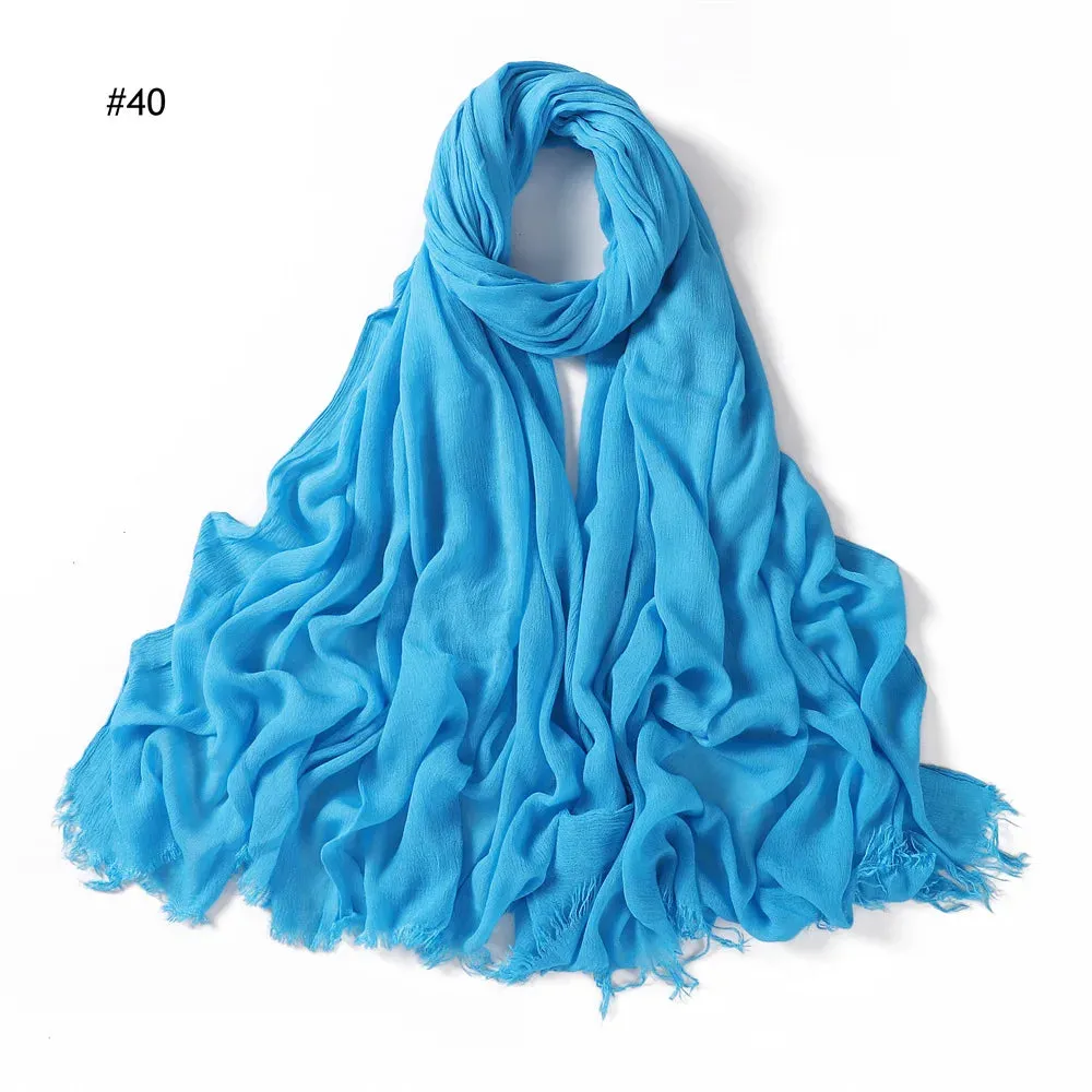 New Premium Solid Cotton Hijab Scarf for Muslim Women Wrap Headscarf Scarves Long Turbans Head Islamic Shawls Headband 51 Colors
