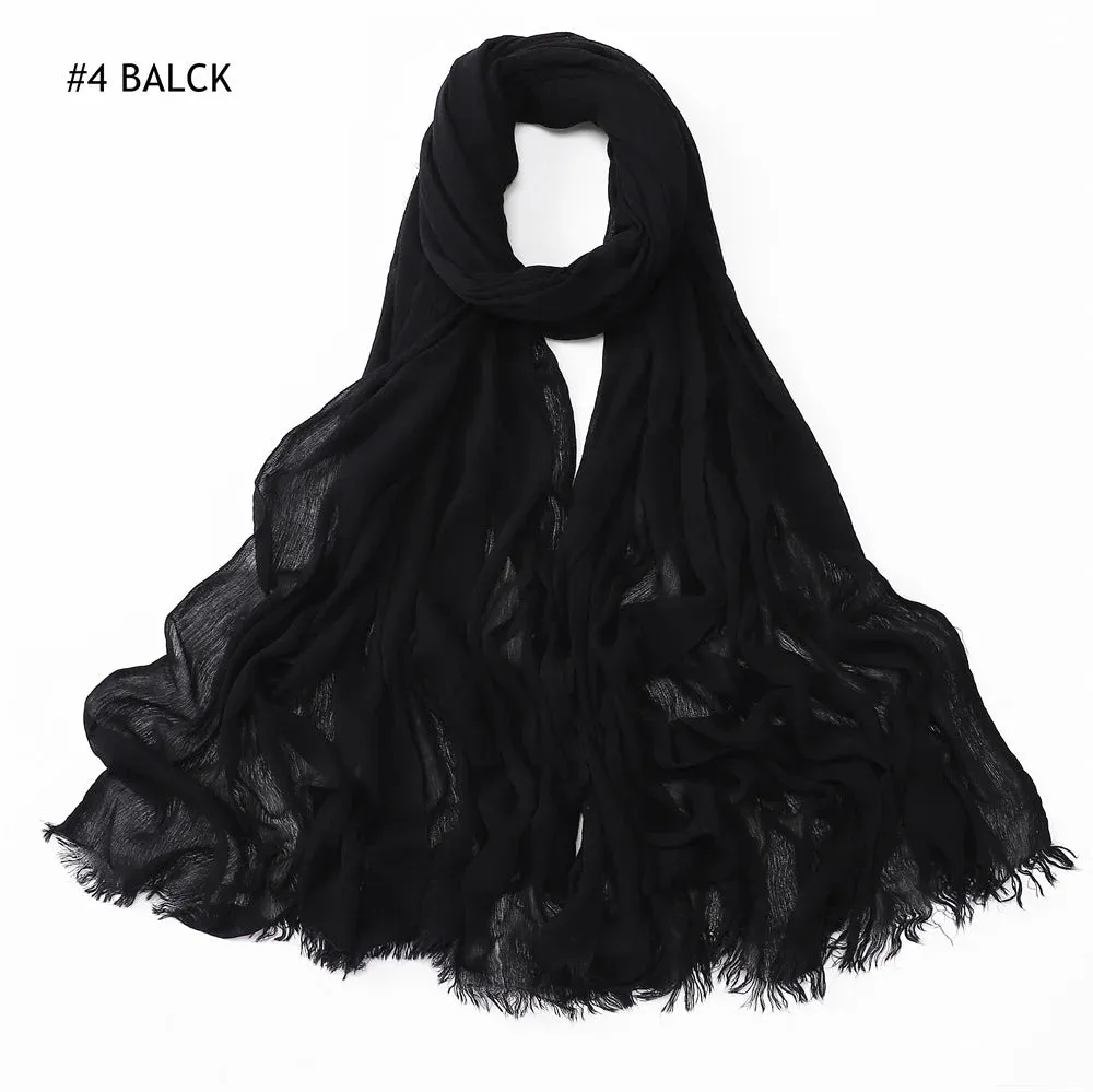 New Premium Solid Cotton Hijab Scarf for Muslim Women Wrap Headscarf Scarves Long Turbans Head Islamic Shawls Headband 51 Colors