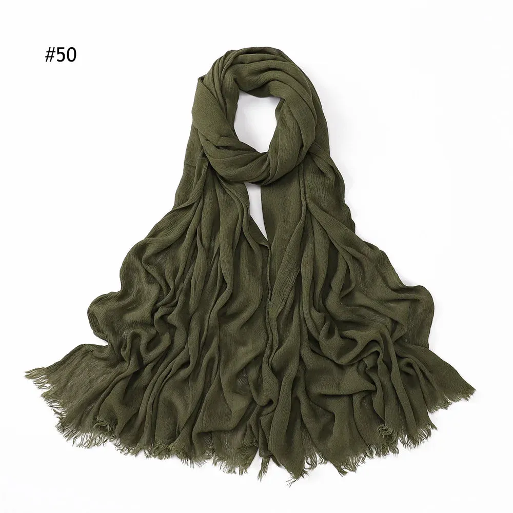 New Premium Solid Cotton Hijab Scarf for Muslim Women Wrap Headscarf Scarves Long Turbans Head Islamic Shawls Headband 51 Colors
