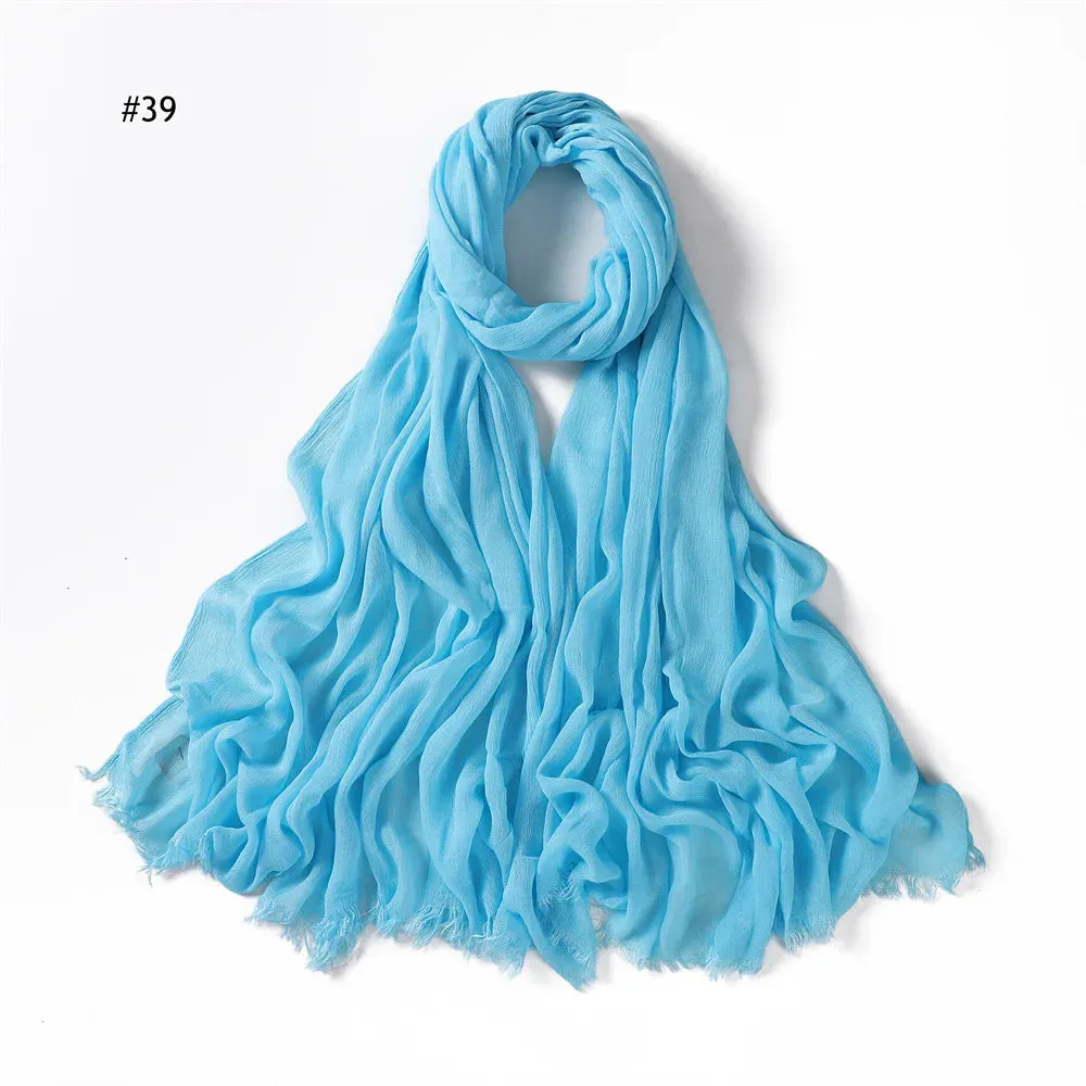 New Premium Solid Cotton Hijab Scarf for Muslim Women Wrap Headscarf Scarves Long Turbans Head Islamic Shawls Headband 51 Colors