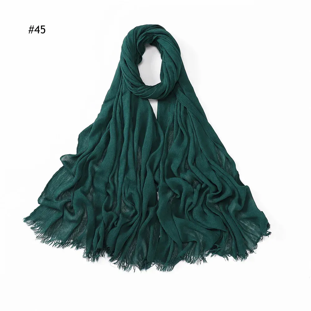 New Premium Solid Cotton Hijab Scarf for Muslim Women Wrap Headscarf Scarves Long Turbans Head Islamic Shawls Headband 51 Colors