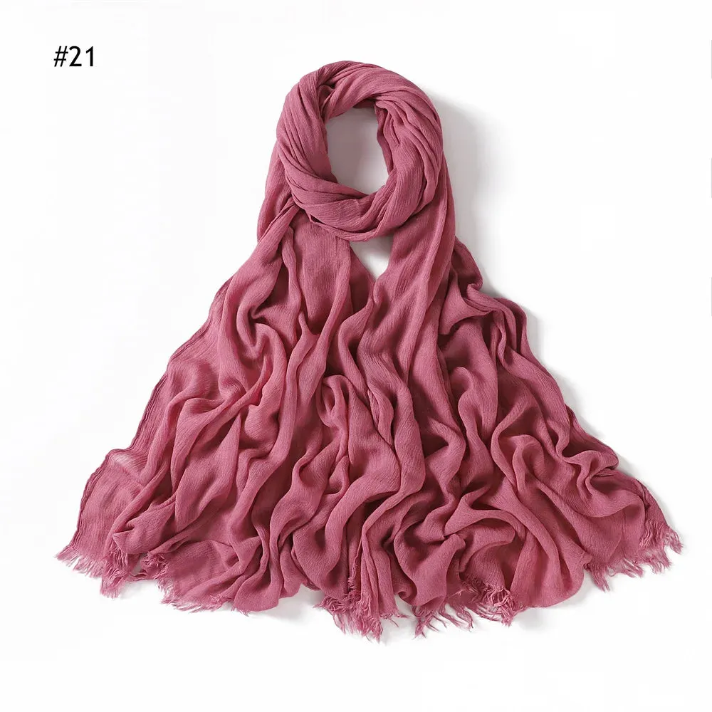 New Premium Solid Cotton Hijab Scarf for Muslim Women Wrap Headscarf Scarves Long Turbans Head Islamic Shawls Headband 51 Colors
