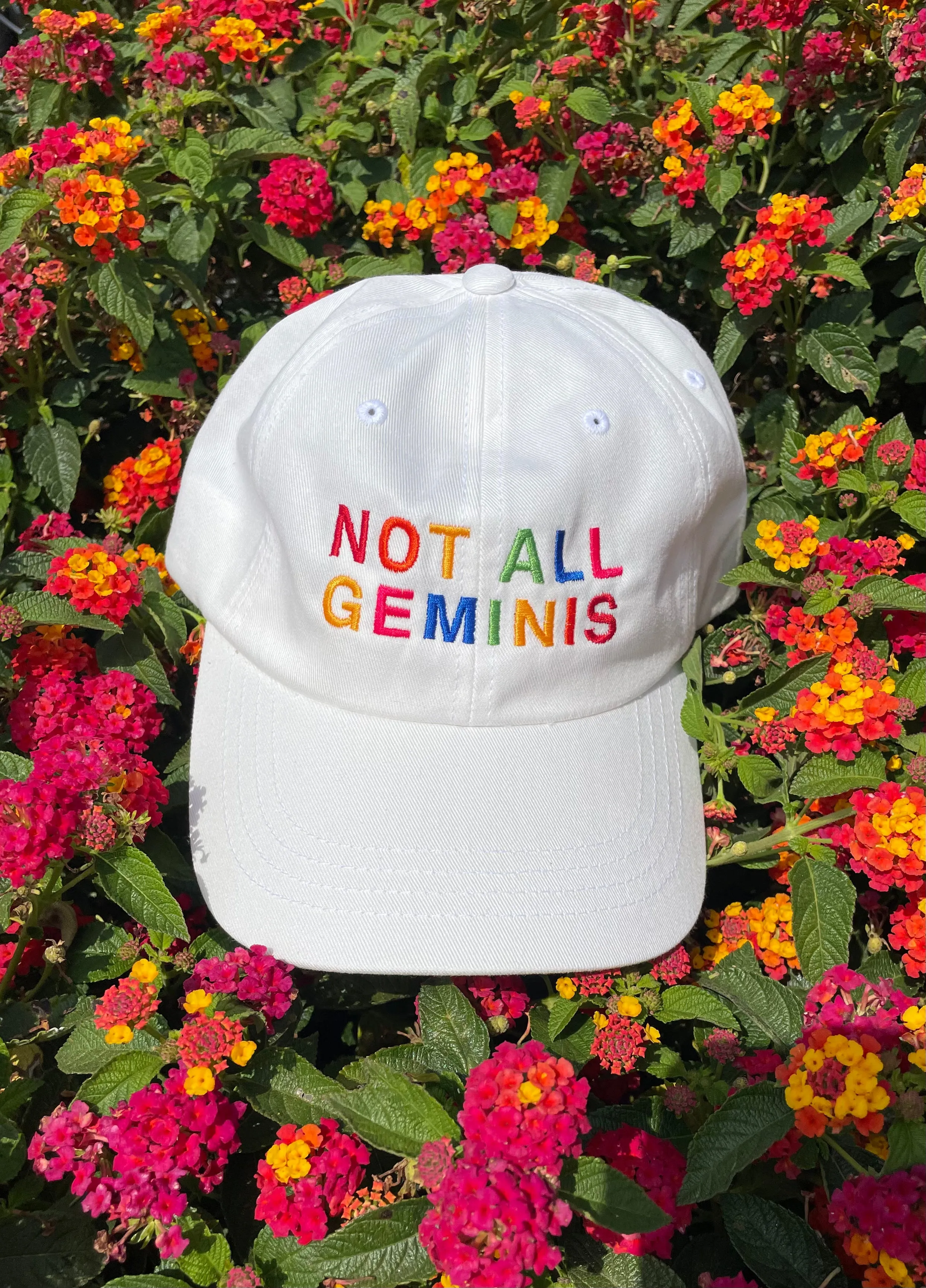Not All Geminis Rainbow Hat - White