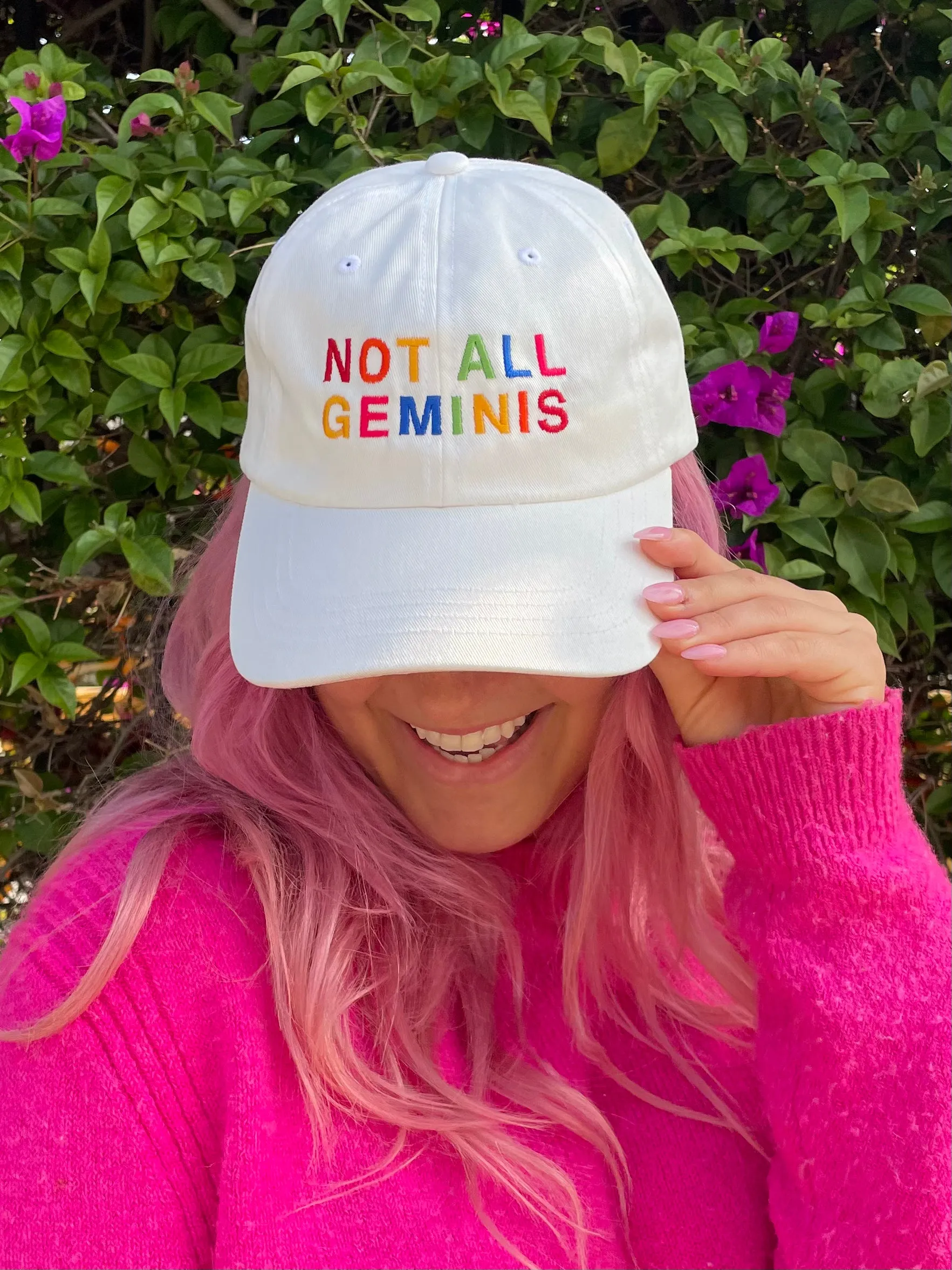Not All Geminis Rainbow Hat - White