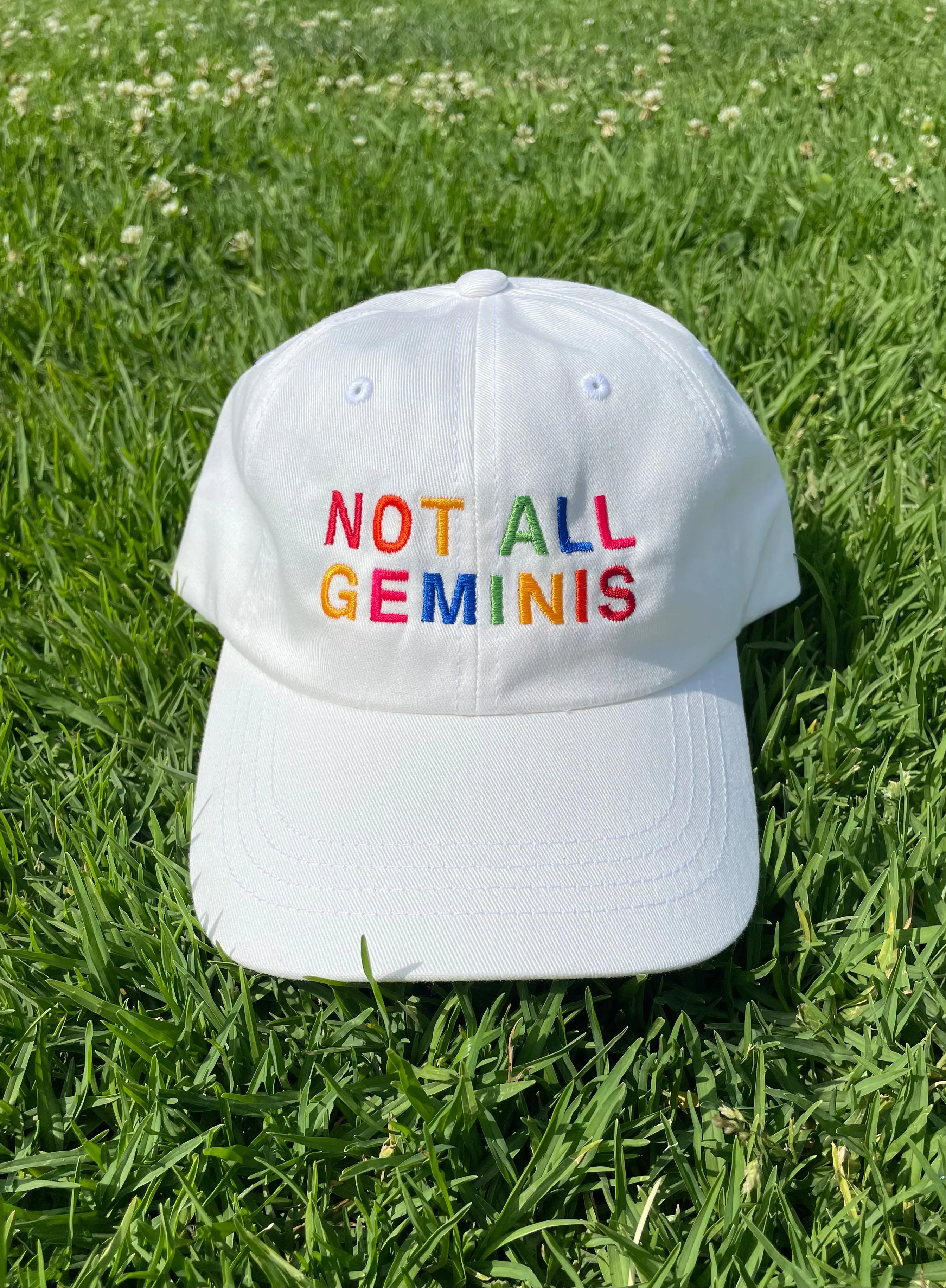 Not All Geminis Rainbow Hat - White