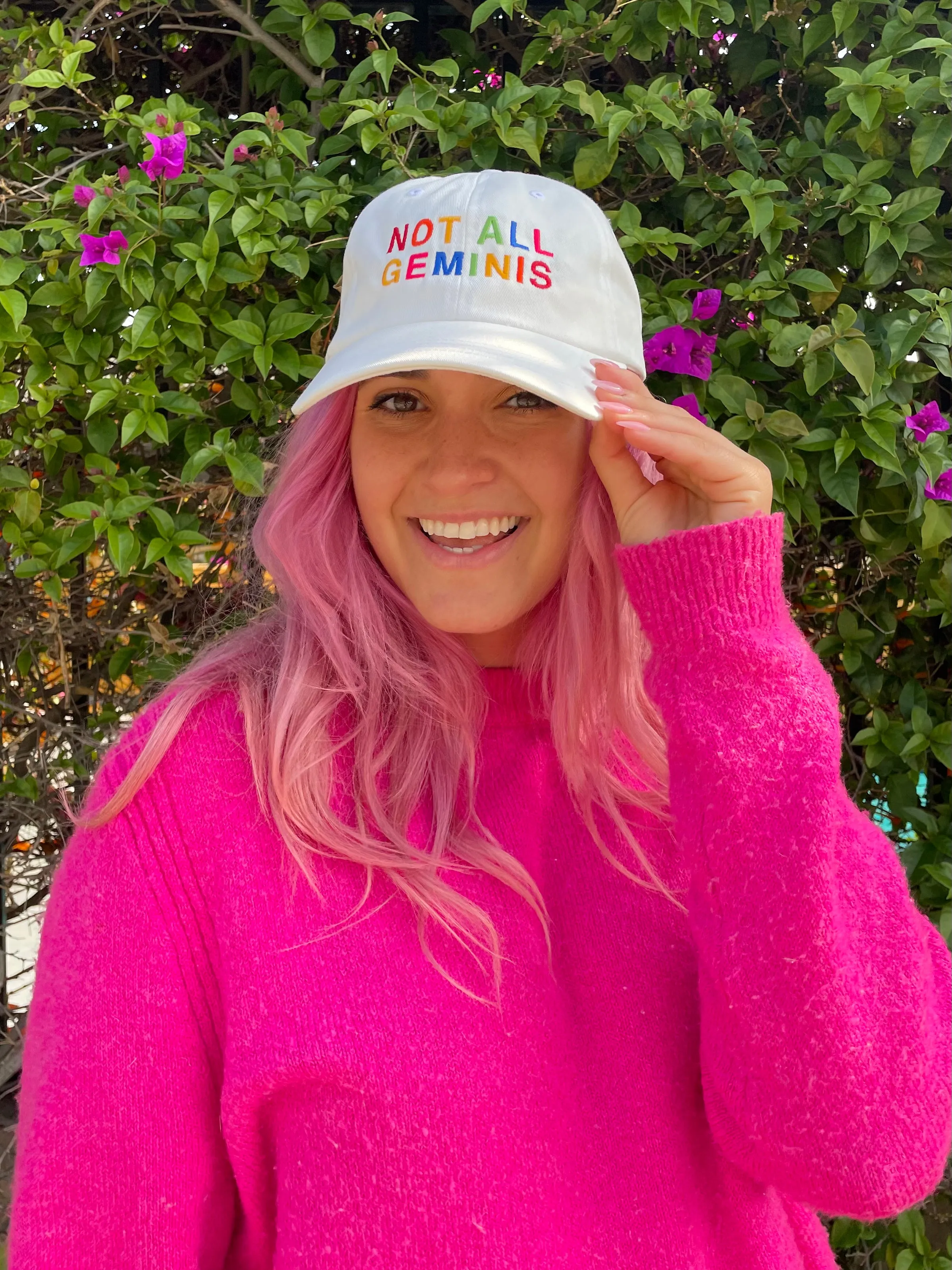 Not All Geminis Rainbow Hat - White