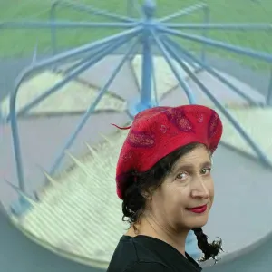 Nunofelted Raspberry Beret with Corkscrew