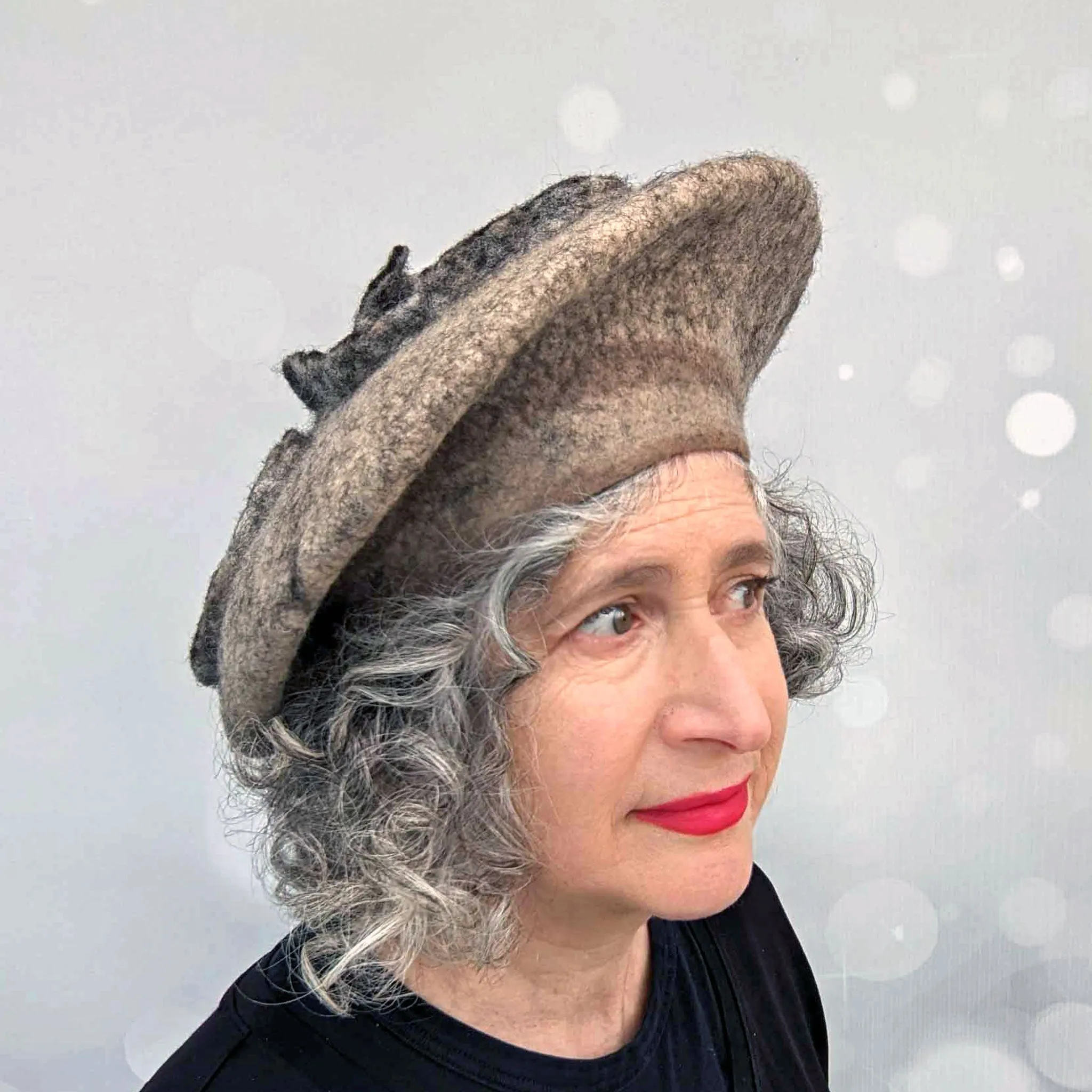 Oatmeal Beret with Triskel Design