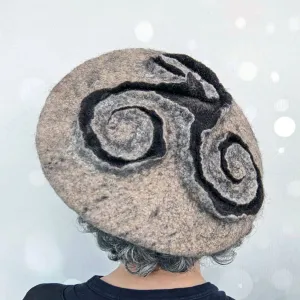 Oatmeal Beret with Triskel Design