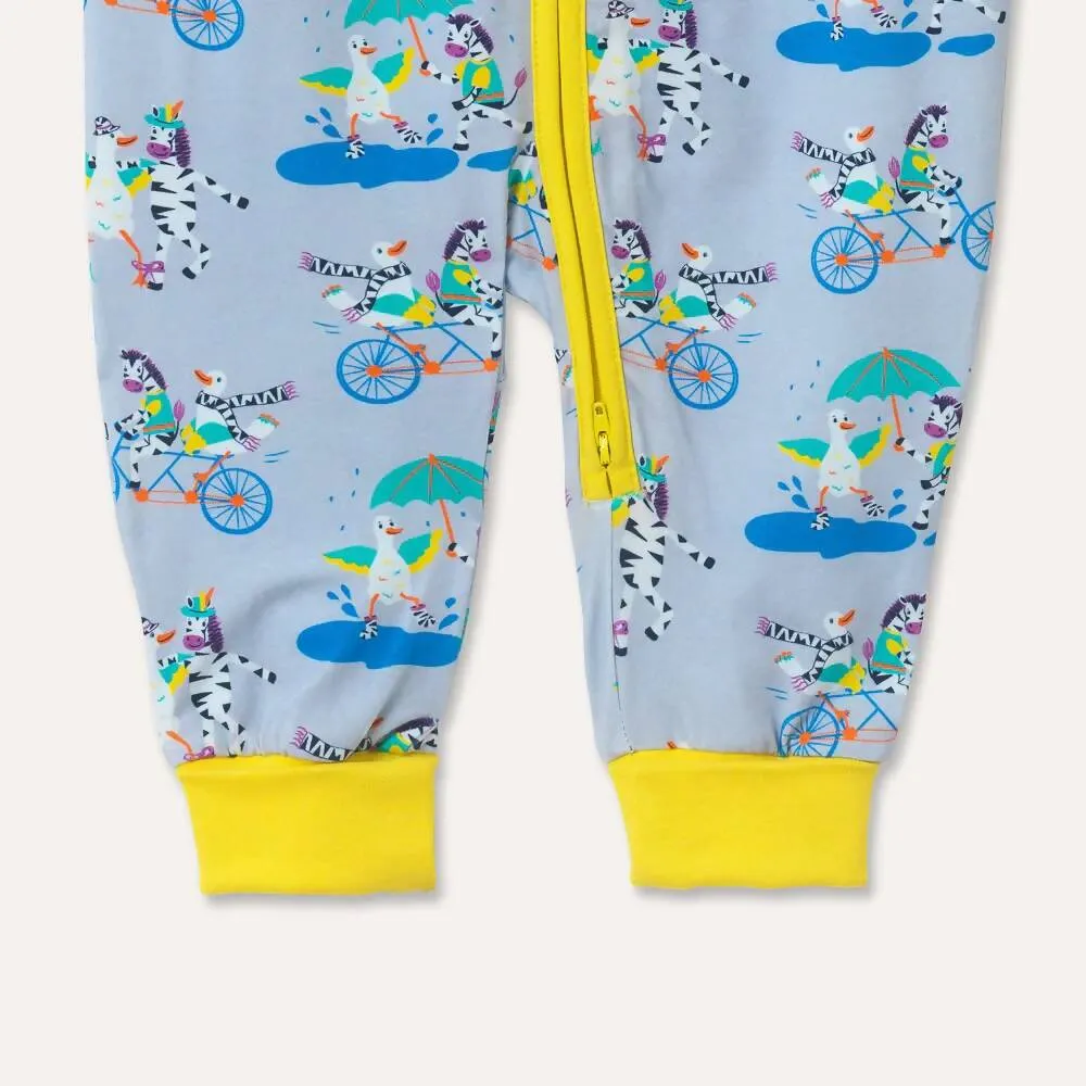 Organic Cotton Ducky Zebra Zip-Up Romper