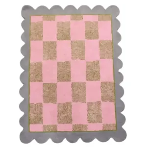 Pastel Harmony Scalloped Leaf Hand Tufted Rug